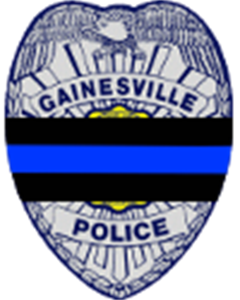 Gainesville PD badge covered